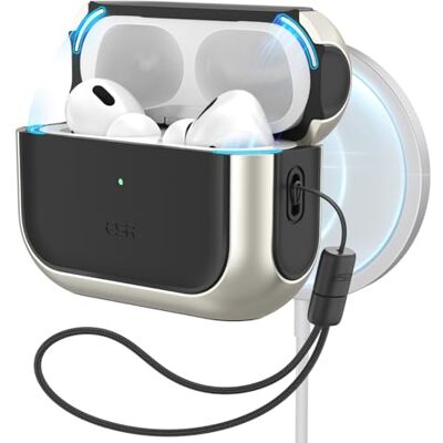 ESR Cover per AirPods Pro 2/1, Protezione dalle cadute con cordino, Titanio Compatibile con AirPods Pro 2/1, Compatibile con MagSafe, Protezione dalle cadute con cordino, Chiusura Magnetico,Serie Orbit ESR Cover per AirPods Pro 2/1, Protezione dalle cadute con cordino, Titanio Compatibile con AirPods Pro 2/1, Compatibile con MagSafe, Protezione dalle cadute con cordino, Chiusura Magnetico,Serie Orbit