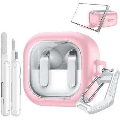 TiMOVO Custodia per Galaxy Buds 4 & Galaxy Buds 4 Pro con Serratura, Rosa Cover Rigida Trasparente per Samsung Buds 4 Procon Funzione Supporto per Telefono, Kit di Pulizia e Portachiavi TiMOVO Custodia per Galaxy Buds 4 & Galaxy Buds 4 Pro con Serratura, Rosa Cover Rigida Trasparente per Samsung Buds 4 Procon Funzione Supporto per Telefono, Kit di Pulizia e Portachiavi
