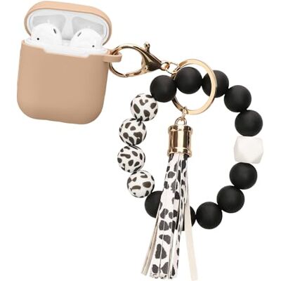 kwmobile Custodia per Apple Airpods 1 & 2 Cover Custodia Cuffie Wireless In Ear con Perline e Nappina Cover Porta Auricolari in Silicone color cappuccino/nero kwmobile Custodia per Apple Airpods 1 & 2 Cover Custodia Cuffie Wireless In Ear con Perline e Nappina Cover Porta Auricolari in Silicone color cappuccino/nero