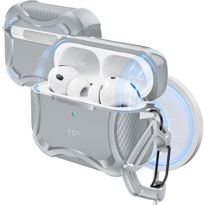 ESR Cover per AirPods Pro 3, Compatibile con MagSafe, Coperchio Magnetico Compatibile con AirPods Pro 3, Compatibile con MagSafe, Coperchio Magnetico,Resistente protezione antiurto,Serie Cyber,Grigio ESR Cover per AirPods Pro 3, Compatibile con MagSafe, Coperchio Magnetico Compatibile con AirPods Pro 3, Compatibile con MagSafe, Coperchio Magnetico,Resistente protezione antiurto,Serie Cyber,Grigio