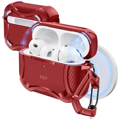 ESR Cover per AirPods Pro 3, Compatibile con MagSafe, Coperchio Magnetico Compatibile con AirPods Pro 3, Compatibile con MagSafe, Coperchio Magnetico, Resistente protezione antiurto,Serie Cyber,Rosso ESR Cover per AirPods Pro 3, Compatibile con MagSafe, Coperchio Magnetico Compatibile con AirPods Pro 3, Compatibile con MagSafe, Coperchio Magnetico, Resistente protezione antiurto,Serie Cyber,Rosso