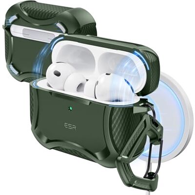 ESR Cover per AirPods Pro 3, Compatibile con MagSafe, Coperchio Magnetico Compatibile con AirPods Pro 3, Compatibile con MagSafe, Coperchio Magnetico, Resistente protezione antiurto,Serie Cyber,Verde ESR Cover per AirPods Pro 3, Compatibile con MagSafe, Coperchio Magnetico Compatibile con AirPods Pro 3, Compatibile con MagSafe, Coperchio Magnetico, Resistente protezione antiurto,Serie Cyber,Verde