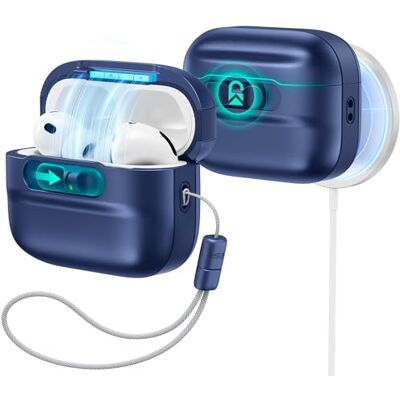 ESR Cover per AirPods Pro 3, Compatibile con MagSafe, Chiusura Magnetica Compatibile con AirPods Pro 3, Protezione Anticaduta con Cordino, Chiusura Antiurto, Facile da aprire, Serie Pulse, Blu ESR Cover per AirPods Pro 3, Compatibile con MagSafe, Chiusura Magnetica Compatibile con AirPods Pro 3, Protezione Anticaduta con Cordino, Chiusura Antiurto, Facile da aprire, Serie Pulse, Blu