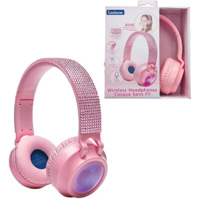 Lexibook , Cuffia Luminosa Pieghevole Bluetooth® e cablata, Design 3D con Strass Rosa e limitatore di Volume, Rosa, Lexibook , Cuffia Luminosa Pieghevole Bluetooth® e cablata, Design 3D con Strass Rosa e limitatore di Volume, Rosa,