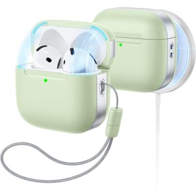 ESR Custodia per AirPods 5/4, compatibile con MagSafe, serie Pulse, Verde Compatibile con AirPods 5/4 (USB-C), Coperchio Magnetico, Protezione completa Cadute, Laccetto, Indicatore LED ESR Custodia per AirPods 5/4, compatibile con MagSafe, serie Pulse, Verde Compatibile con AirPods 5/4 (USB-C), Coperchio Magnetico, Protezione completa Cadute, Laccetto, Indicatore LED