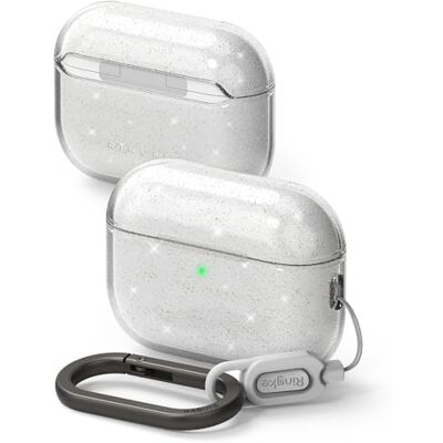 Ringke Air Compatibile con Cover AirPods Pro 3, Custodia Leggero Resistente ai Graffi TPU con Moschettone Glitter Clear Ringke Air Compatibile con Cover AirPods Pro 3, Custodia Leggero Resistente ai Graffi TPU con Moschettone Glitter Clear