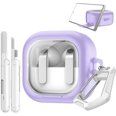 TiMOVO Custodia per Galaxy Buds 4 & Galaxy Buds 4 Pro con Serratura, Viola Cover Rigida Trasparente per Samsung Buds 4 Procon Funzione Supporto per Telefono, Kit di Pulizia e Portachiavi TiMOVO Custodia per Galaxy Buds 4 & Galaxy Buds 4 Pro con Serratura, Viola Cover Rigida Trasparente per Samsung Buds 4 Procon Funzione Supporto per Telefono, Kit di Pulizia e Portachiavi