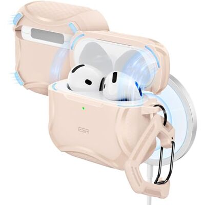 ESR Cover per AirPods 4 2024, Compatibile con MagSafe, Coperchio Magnetico Compatibile con AirPods 4,Compatibile con MagSafe, Forte Protezione Anticaduta,Chiusura Magnetico,Serie Cyber,Titanio Deserto ESR Cover per AirPods 4 2024, Compatibile con MagSafe, Coperchio Magnetico Compatibile con AirPods 4,Compatibile con MagSafe, Forte Protezione Anticaduta,Chiusura Magnetico,Serie Cyber,Titanio Deserto