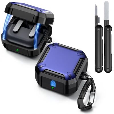 MoKo Custodia per Samsung Galaxy Buds 4 Pro/Buds 4 (2026), Blu Custodia Protettiva Magnetica con Portachiavi e Kit di Pulizia, Protezione Completa Antiurto, Serie Cyber MoKo Custodia per Samsung Galaxy Buds 4 Pro/Buds 4 (2026), Blu Custodia Protettiva Magnetica con Portachiavi e Kit di Pulizia, Protezione Completa Antiurto, Serie Cyber
