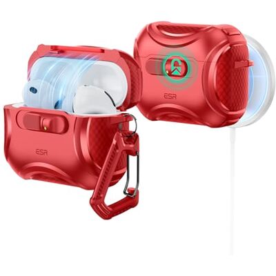 ESR Cover per AirPods Pro 3, Compatibile con MagSafe, Chiusura Antiurto Compatibile con AirPods Pro 3, Compatibile con MagSafe, Protezione Anticaduta con Gancio, Chiusura Antiurto,Serie Cyber,Rosso ESR Cover per AirPods Pro 3, Compatibile con MagSafe, Chiusura Antiurto Compatibile con AirPods Pro 3, Compatibile con MagSafe, Protezione Anticaduta con Gancio, Chiusura Antiurto,Serie Cyber,Rosso