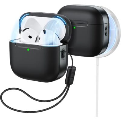 ESR Custodia per AirPods 5/4, compatibile con MagSafe, serie Pulse, Nera Compatibile con AirPods 5/4 (USB-C), Coperchio Magnetico, Protezione completa Cadute, Laccetto, Indicatore LED ESR Custodia per AirPods 5/4, compatibile con MagSafe, serie Pulse, Nera Compatibile con AirPods 5/4 (USB-C), Coperchio Magnetico, Protezione completa Cadute, Laccetto, Indicatore LED