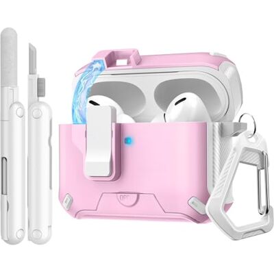 TiMOVO Custodia per Airpods Pro 3 (2025) con Clip di Sicurezza, Rosa+Bianco Case Cover Rigida Protettiva Anticaduta per Apple AirPod Pro 3a Generazione con Gancio di Arrampicata e Kit di Pulizia TiMOVO Custodia per Airpods Pro 3 (2025) con Clip di Sicurezza, Rosa+Bianco Case Cover Rigida Protettiva Anticaduta per Apple AirPod Pro 3a Generazione con Gancio di Arrampicata e Kit di Pulizia