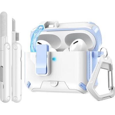 TiMOVO Custodia per Airpods Pro 3 (2025) con Clip di Sicurezza, Blu+Bianco Case Cover Rigida Protettiva Anticaduta per Apple AirPod Pro 3a Generazione con Gancio di Arrampicata e Kit di Pulizia TiMOVO Custodia per Airpods Pro 3 (2025) con Clip di Sicurezza, Blu+Bianco Case Cover Rigida Protettiva Anticaduta per Apple AirPod Pro 3a Generazione con Gancio di Arrampicata e Kit di Pulizia