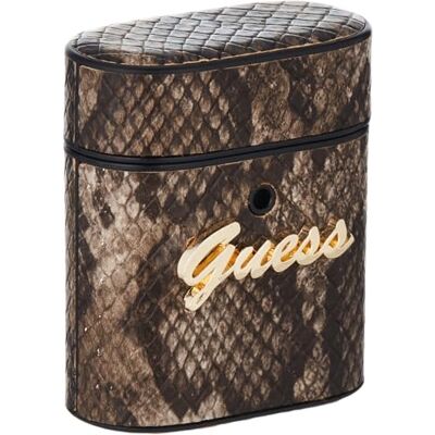 GUESS GUACA2PUSNSMLBR Python Collection Cover protegge la docking station per cuffie wireless AirPods, marrone GUESS GUACA2PUSNSMLBR Python Collection Cover protegge la docking station per cuffie wireless AirPods, marrone