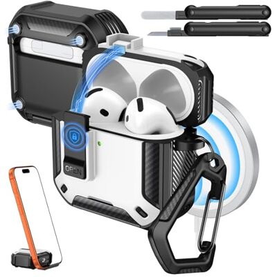 MoKo Custodia per AirPods 4 / AirPods 5 (2024/2026), con Chiusura Compatibile con MagSafe, Supporto per Telefono & Pop-up Auto per Custodia AirPod 4a Gen, Copertura Protettiva con Kit Pulizia MoKo Custodia per AirPods 4 / AirPods 5 (2024/2026), con Chiusura Compatibile con MagSafe, Supporto per Telefono & Pop-up Auto per Custodia AirPod 4a Gen, Copertura Protettiva con Kit Pulizia