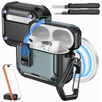 MoKo per Custodia AirPods PRO 3 2025 Compatibile con MagSafe, Verde Supporto per Telefono & Pop-up Auto per Custodia AirPod Pro 3a Gen., Copertura Protettiva con Kit Pulizia, con Chiusura MoKo per Custodia AirPods PRO 3 2025 Compatibile con MagSafe, Verde Supporto per Telefono & Pop-up Auto per Custodia AirPod Pro 3a Gen., Copertura Protettiva con Kit Pulizia, con Chiusura