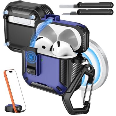 MoKo Custodia per AirPods 4 / AirPods 5 (2024/2026), con Chiusura,Blu Scuro Compatibile con MagSafe, Supporto per Telefono & Pop-up Auto per Custodia AirPod 4a Gen, Copertura Protettiva con Kit Pulizia MoKo Custodia per AirPods 4 / AirPods 5 (2024/2026), con Chiusura,Blu Scuro Compatibile con MagSafe, Supporto per Telefono & Pop-up Auto per Custodia AirPod 4a Gen, Copertura Protettiva con Kit Pulizia
