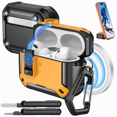 MoKo per Custodia AirPods Pro 3 con Chiusura 2025, Nero + Giallo Custodia per AirPod Pro 3a Gen & MagSafe, per Telefono, Pop-up Auto, Copertura Protettiva con Kit Pulizia MoKo per Custodia AirPods Pro 3 con Chiusura 2025, Nero + Giallo Custodia per AirPod Pro 3a Gen & MagSafe, per Telefono, Pop-up Auto, Copertura Protettiva con Kit Pulizia