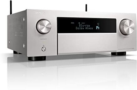 Denon Ricevitore AV 9.4 Canali, Amplificatore con Auro-3D, Dolby Atmos, DTS:X, 6 "8K Ingressi e 3 uscite, Bluetooth, Airplay 2, Multiroom, compatibile Alexa, Argento