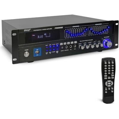 Pyle Amplificatore Audio Bluetooth 6 Canali 2000 Watt Rack Mount Doppio Mic Karaoke EQ 10 Bande Ingressi USB RCA COAX OPT DVD Display VFD Pyle Amplificatore Audio Bluetooth 6 Canali 2000 Watt Rack Mount Doppio Mic Karaoke EQ 10 Bande Ingressi USB RCA COAX OPT DVD Display VFD