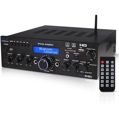 Pyle Amplificatore Audio Stereo Bluetooth Wireless per Casa, Amplificatore Multicanale 200 Watt, Ricevitore Audio con HDMI, USB/SD, AUX, RCA, Radio FM Pyle Amplificatore Audio Stereo Bluetooth Wireless per Casa, Amplificatore Multicanale 200 Watt, Ricevitore Audio con HDMI, USB/SD, AUX, RCA, Radio FM
