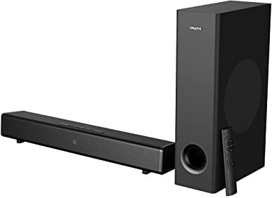 Creative Soundbar e subwoofer  Stage 360 2.1 con Dolby Atmos per TV e monitor ultrawide, Surround Sound con HDMI ARC/2.0, Bluetooth, ingresso ottico e telecomando IR