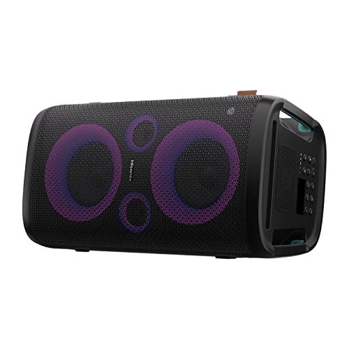 Hisense Party Rocker One, l'altoparlante Bluetooth con una potenza da 300W, woofer integrato,Modalita' Karaoke, wireless charging pad integrato, ingresso e uscita AUX, USB