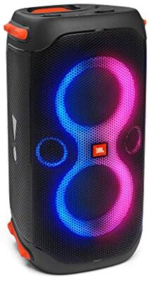 JBL PartyBox 110 Speaker Wireless Bluetooth Portatile con Effetti di Luce, Cassa Altoparlante Impermeabile IPX4 per Microfono e Chitarra, USB, fino a 12 h di Autonomia, Nero