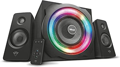 Trust 2018 Tytan GXT 629 Set Altoparlanti con Subwoofer 2.1, Illuminazione RGB, 120 W, Casse PC da con Telecomando Wireless per Computer, Portatile, Tablet, Smartphone Nero