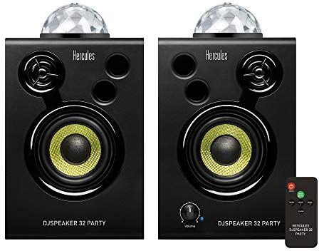 Hercules DJSpeaker 32 Party, 2 altoparlanti attivi per monitoraggio da 15 watt ciascuno, con luci integrate