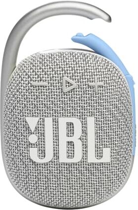 JBL CLIP 4 ECO Speaker Bluetooth Portatile, Cassa Altoparlante Wireless Compatta con Moschettone e Materiali Riciclati, Resistente ad Acqua e Polvere IP67, fino a 10 h di Autonomia, USB, Bianco