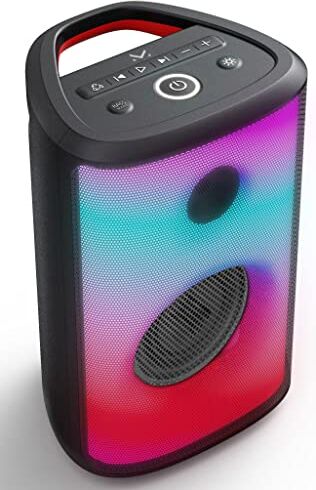 Majestic FLAME 22 PRO – Speaker bluetooth 5.3, 6 effetti luci LED, ingressi USB/AUX-IN/MIC, Batteria ricaricabile, funzione TWS, Impugnatura per il trasporto