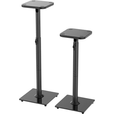 Relaxdays Supporti per Altoparlanti, Regolabili, Fino a 10 kg, Antiscivolo, Metallo e Vetro, Nero, 72–95 cm Relaxdays Supporti per Altoparlanti, Regolabili, Fino a 10 kg, Antiscivolo, Metallo e Vetro, Nero, 72–95 cm