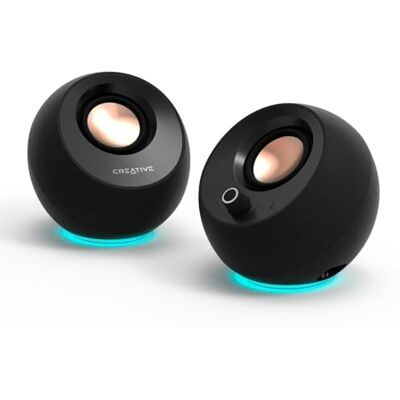 Creative Pebble Pro (Nero) Altoparlanti per computer 2.0 USB-C con Bluetooth 5.3 e illuminazione RGB personalizzabile, audio USB e porta per cuffie/microfono Creative Pebble Pro (Nero) Altoparlanti per computer 2.0 USB-C con Bluetooth 5.3 e illuminazione RGB personalizzabile, audio USB e porta per cuffie/microfono