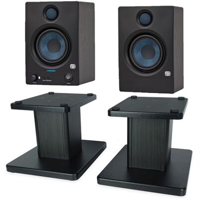 PreSonus Altoparlanti monitor da studio Bluetooth attivi Eris 4.5BT di seconda generazione neri + supporto per altoparlante per batteria PreSonus Altoparlanti monitor da studio Bluetooth attivi Eris 4.5BT di seconda generazione neri + supporto per altoparlante per batteria