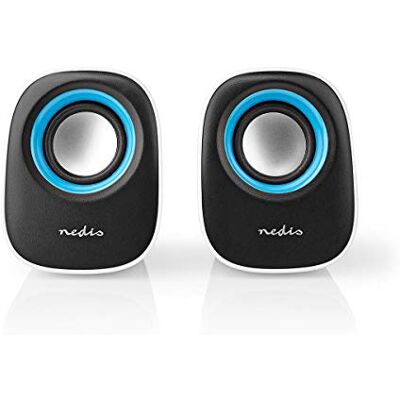 NEDIS CSPR10020BU Altoparlante per PC, 2.0, 12 W, presa 3,5 mm, colore: Bianco/Blu NEDIS CSPR10020BU Altoparlante per PC, 2.0, 12 W, presa 3,5 mm, colore: Bianco/Blu