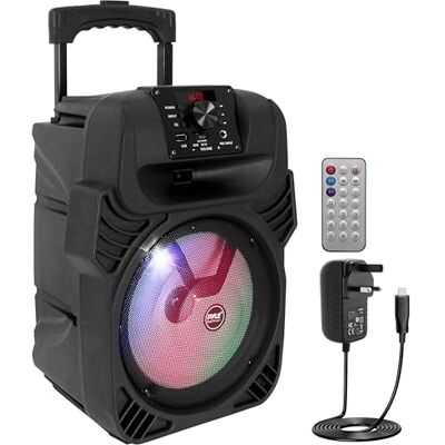 Pyle Speaker Bluetooth Portatile, Ricaricabile da 400W con Subwoofer da 20,32 cm, Ingressi USB/MP3/FM Radio/ 0,635 cm per Microfono, LED Multicolori, Batteria Ricaricabile Integrata con Telecomando Pyle Speaker Bluetooth Portatile, Ricaricabile da 400W con Subwoofer da 20,32 cm, Ingressi USB/MP3/FM Radio/ 0,635 cm per Microfono, LED Multicolori, Batteria Ricaricabile Integrata con Telecomando