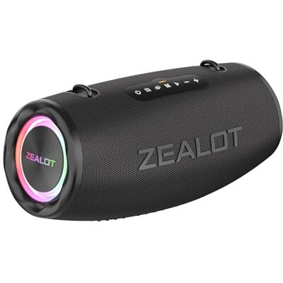 ZEALOT Cassa Bluetooth,80W Altoparlante Bluetooth con Bassi di Aumento, Impermeabile IPX6, Luce LED, Banca di Potenza, Bluetooth 5.2, Esterno, Cassa Bluetooth per Campeggio, Spiaggia, Regal ZEALOT Cassa Bluetooth,80W Altoparlante Bluetooth con Bassi di Aumento, Impermeabile IPX6, Luce LED, Banca di Potenza, Bluetooth 5.2, Esterno, Cassa Bluetooth per Campeggio, Spiaggia, Regal