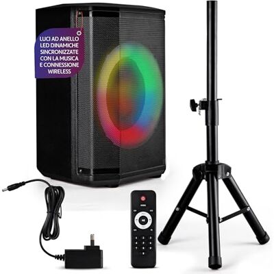 Pyle Cassa Bluetooth Potente, Altoparlante Bluetooth Portatile, Cassa Audio, Speaker, Woofer 20 cm, 120 Watt, Luci Colorate, TWS, Microfono, USB/Micro SD/FM, Tripod, Uso Interno/Esterno Pyle Cassa Bluetooth Potente, Altoparlante Bluetooth Portatile, Cassa Audio, Speaker, Woofer 20 cm, 120 Watt, Luci Colorate, TWS, Microfono, USB/Micro SD/FM, Tripod, Uso Interno/Esterno
