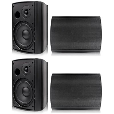 Herdio 6,5" Bluetooth Diffusori da esterno da 600W per esterni con ricevitore amplificatore stereo per esterni, terrazza, giardino, balcone (4 Nero Altoparlanti da esterno) Herdio 6,5" Bluetooth Diffusori da esterno da 600W per esterni con ricevitore amplificatore stereo per esterni, terrazza, giardino, balcone (4 Nero Altoparlanti da esterno)
