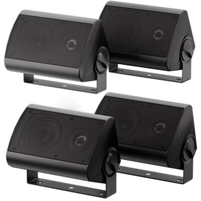 Herdio Altoparlanti da esterno da 4 '' con bassi potenti, altoparlante impermeabile da parete con stereo espansivo, durata per tutte le stagioni, per patio, feste in casa 400 W (2 paia, nero) Herdio Altoparlanti da esterno da 4 '' con bassi potenti, altoparlante impermeabile da parete con stereo espansivo, durata per tutte le stagioni, per patio, feste in casa 400 W (2 paia, nero)