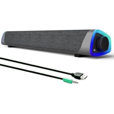 SOULION R30 Altoparlanti PC, Alimentazione USB Altoparlanti Computer, 3.5mm AUX, Luci LED Colorate con Pulsante di Interruttore, Casse PC Surround Soundbar per Computer, Portatile, Laptop, Desktop SOULION R30 Altoparlanti PC, Alimentazione USB Altoparlanti Computer, 3.5mm AUX, Luci LED Colorate con Pulsante di Interruttore, Casse PC Surround Soundbar per Computer, Portatile, Laptop, Desktop