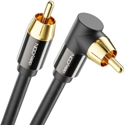 deleyCON 10m Cavo Subwoofer Connettore Angolato Cavo Coassiale Cinch RCA per Subwoofer, Ricevitore AV, Amplificatore HiFi, Impianti HiFi, Soundbar, Altoparlanti Attivi Nylon Nero deleyCON 10m Cavo Subwoofer Connettore Angolato Cavo Coassiale Cinch RCA per Subwoofer, Ricevitore AV, Amplificatore HiFi, Impianti HiFi, Soundbar, Altoparlanti Attivi Nylon Nero