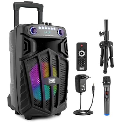 Pyle Cassa Bluetooth Portatile 680W, Altoparlante Bluetooth PA 25cm con Microfono Wireless, Ruote, TWS, Luci, Display LED, Ingresso Mic 6,5mm, FM/AUX/MP3/USB/SD Pyle Cassa Bluetooth Portatile 680W, Altoparlante Bluetooth PA 25cm con Microfono Wireless, Ruote, TWS, Luci, Display LED, Ingresso Mic 6,5mm, FM/AUX/MP3/USB/SD