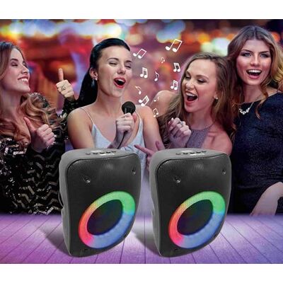 Lexibook iParty 2 Altoparlanti Stereo Bluetooth®, Microfono Incluso, Effetti Luminosi, Funzione TWS, Bluetooth 5.0, Nero, Lexibook iParty 2 Altoparlanti Stereo Bluetooth®, Microfono Incluso, Effetti Luminosi, Funzione TWS, Bluetooth 5.0, Nero,