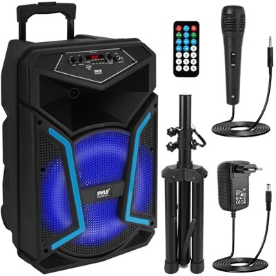 Pyle Cassa Bluetooth, Altoparlante Bluetooth, Speaker PA Portatile 800 Watt da Esterno, Cassa con Ingresso Microfono, Luci per Feste, MP3/USB, Radio FM, con Ruote, Microfono e Telecomando, Nero Pyle Cassa Bluetooth, Altoparlante Bluetooth, Speaker PA Portatile 800 Watt da Esterno, Cassa con Ingresso Microfono, Luci per Feste, MP3/USB, Radio FM, con Ruote, Microfono e Telecomando, Nero