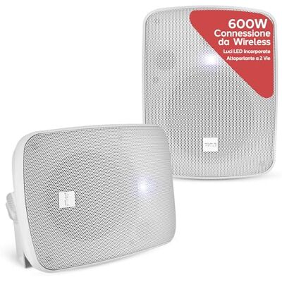 Pyle Altoparlanti da Esterno, Cassa Bluetooth Impermeabile 600W, Speaker Stereo 2 Vie a Gamma Completa, da Parete o Soffitto, per Casa, Barca, Terrazza o Piscina Pyle Altoparlanti da Esterno, Cassa Bluetooth Impermeabile 600W, Speaker Stereo 2 Vie a Gamma Completa, da Parete o Soffitto, per Casa, Barca, Terrazza o Piscina
