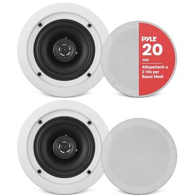 Pyle Altoparlanti Casse Audio da Incasso 20 Centimetri 2 Vie, Coppia, Woofer 2,54 Centimetri, Bobina Alta Temperatura, Montaggio a Filo, 50Hz-20kHz, 250 Watt Picco Pyle Altoparlanti Casse Audio da Incasso 20 Centimetri 2 Vie, Coppia, Woofer 2,54 Centimetri, Bobina Alta Temperatura, Montaggio a Filo, 50Hz-20kHz, 250 Watt Picco