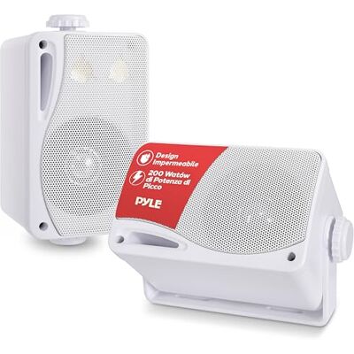 Pyle Cassa Mini a 3 Vie Impermeabile per Esterni, Altoparlante Coppia 8,89 Centimetri, 200 Watt Grado Marino, Resistente Intemperie, Griglia in ABS, Casa, Barca, ai Bordi della Piscina, Patio Pyle Cassa Mini a 3 Vie Impermeabile per Esterni, Altoparlante Coppia 8,89 Centimetri, 200 Watt Grado Marino, Resistente Intemperie, Griglia in ABS, Casa, Barca, ai Bordi della Piscina, Patio