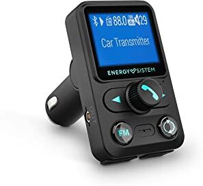 Energy Sistem Car Transmitter FM Xtra (trasmettitore FM per musica in auto, LCD da 1,4", Bluetooth®, microSD, navigazione in cartella, USB MP3, controllo assistente vocale) Nero